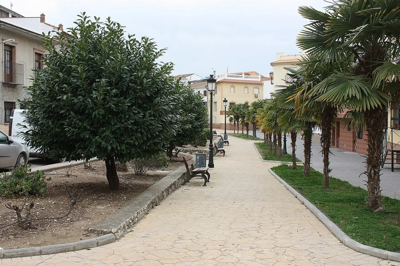 Paseo arbolado de la Plaza del Caz de Villanueva del Trabuco